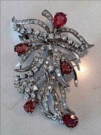Broche - 18 karaat Witgoud - 9.81ct. tw. Toermalijn -