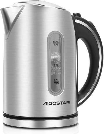 Waterkoker - Retro - RVS - met LED - 1.7L - 2200W - Zilver, Verzenden