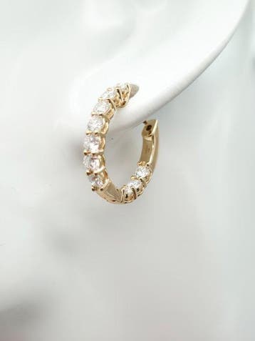 Boucles doreilles cerceau - 14 carats Or jaune - 2.01ct.