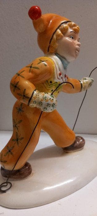 Tosin - Beeldje - Bambino con sci - Porselein, Glazuur,, Antiquités & Art