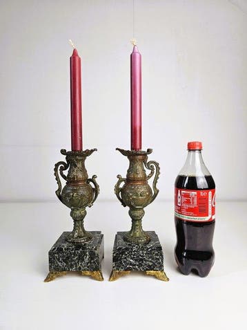 Kaarsenhouder (2) - spelter - Franse Empire kandelaars