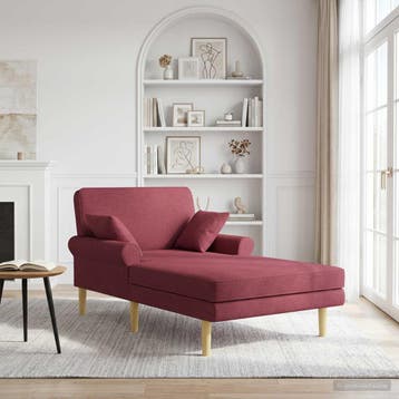 vidaXL Chaise longue Wijnrood Stof, Verzenden