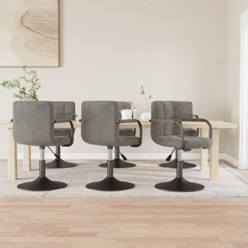 vidaXL Eetkamerstoelen draaibaar 6 st fluweel lichtgrijs, Verzenden