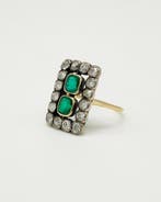 Ring - 18 karaat Geel goud Smaragd - Diamant, Nieuw