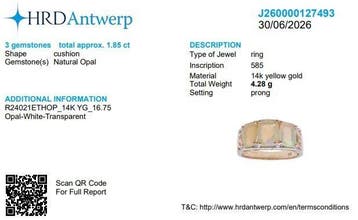 Ring - 14 karaat Geel goud, 14 kt. - 1.85ct. tw. Opaal -, Nieuw