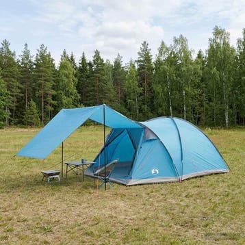 vidaXL Huisje Tent 6-persoons Blauw Polyester en Staal, Verzenden