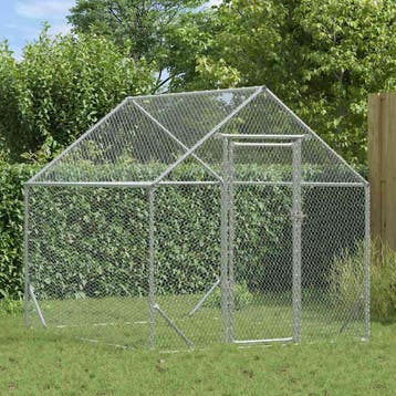 vidaXL Kippenhok Zilver 200 x 170 x 177 cm Gegevens staal, Dieren en Toebehoren, Verzenden, Nieuw
