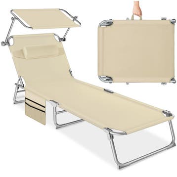 Ligbed Chloé 4-niveaus, met hoofdkussen - beige, Verzenden, Nieuw