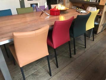 8 leren eetkamerstoelen, Ophalen of Verzenden, Nieuw, Eén