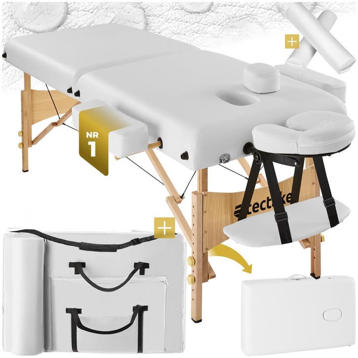 Massagetafel-set met 2 zones, 7,5cm matras en houten frame, Sport en Fitness, Massageproducten, Verzenden