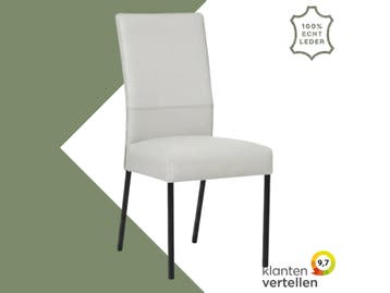 Leren eetkamerstoel Real - Toledo Perle (lichtgrijs) -, Huis en Inrichting, Stoelen, Nieuw, Ophalen of Verzenden, Industrieel, Modern
