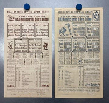 Juan Reus y Latorre - 2 carteles - Plaza Toros de Bilbao, Antiek en Kunst
