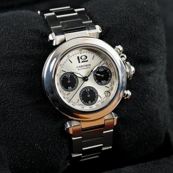 Cartier - Pasha C Silver Panda Chronograph Date - W31048M7 -