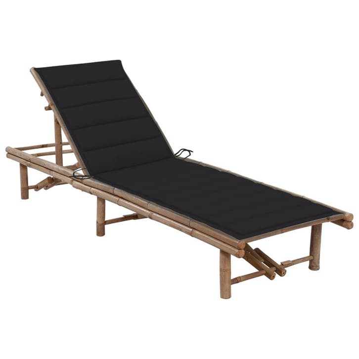 vidaXL Ligbed met kussen bamboe, Jardin & Terrasse, Chaises longues, Envoi