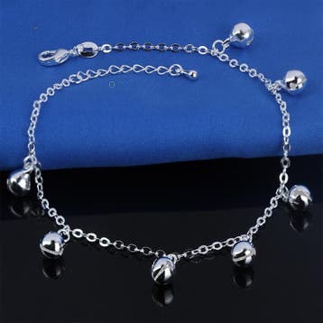 Fako Bijoux - Enkelbandje Verzilverd - Belletjes - 22cm -, Bijoux, Sacs & Beauté, Verzenden