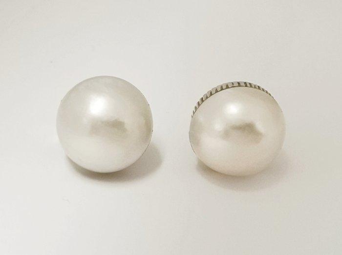 Oorbellen - 18 karaat Witgoud - Perla Mabé - 15 mm, Bijoux, Sacs & Beauté, Boucles d'oreilles