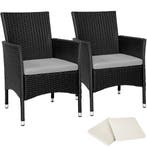 tectake 2 Wicker tuinstoelen met 4 kussenhoezen - zwart/beig, Verzenden, Nieuw