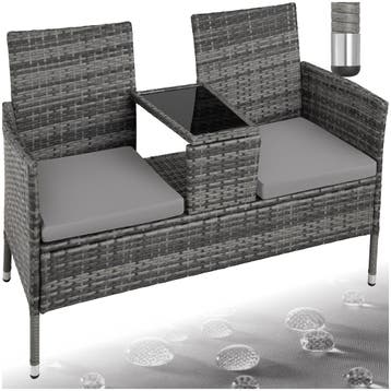 Wicker tuinbank met tafel - grijs/lichtgrijs, Verzenden