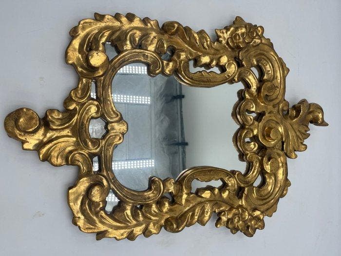 Wandspiegel - Hout - Spiegel met houten bladgoud, Antiquités & Art, Antiquités | Autres Antiquités