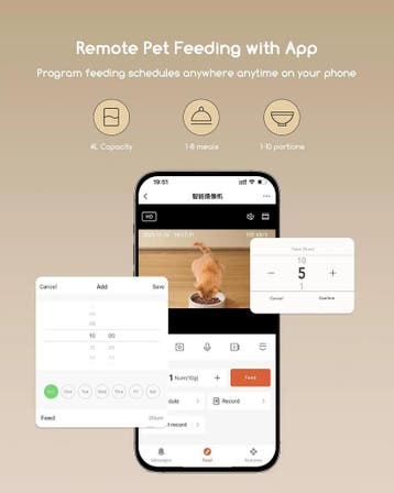Faroro Automatische Voerbak Kat hond WiFi, 3MP HD Video K..., Dieren en Toebehoren, Ophalen of Verzenden, Nieuw