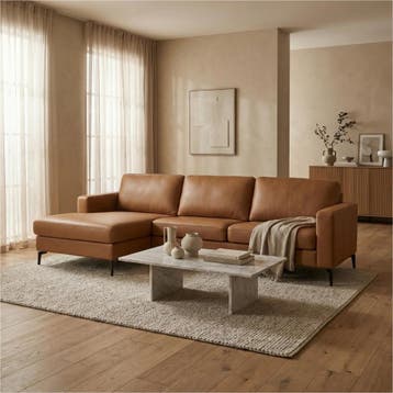 Leren hoekbank Match - 2.5-zits arm rechts + Longchair arm, Ophalen of Verzenden