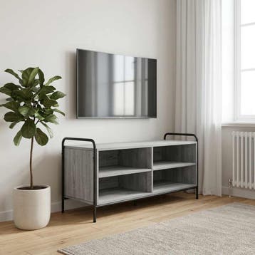 vidaXL Tv-meubel 140 x 39,5 x 50 cm Grijs Sonoma Bewerkt, Huis en Inrichting, Verzenden, Nieuw