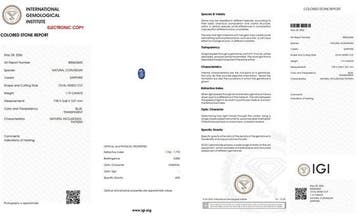 Blauw Saffier - 1.19 ct - International Gemological
