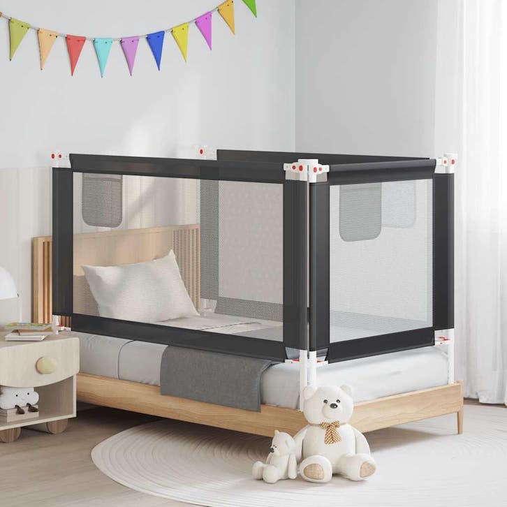 vidaXL Bedhekje peuter 150x25 cm stof donkergrijs, Kinderen en Baby's, Traphekjes, Nieuw, Verzenden