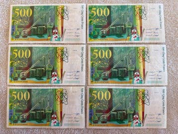 Frankrijk. - 6 x 500 Francs 1994/95 - Pick 160 (Zonder, Postzegels en Munten