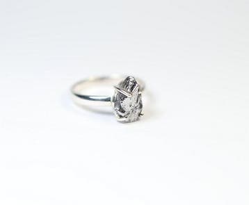 Meteoriet Campo del Cielo ring / nieuw 925. Sterlingzilver -