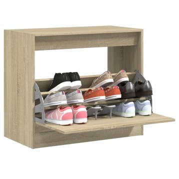 vidaXL Schoenenkast 80x42x69 cm bewerkt hout sonoma, Huis en Inrichting, Kasten | Schoenenkasten, Verzenden, Nieuw