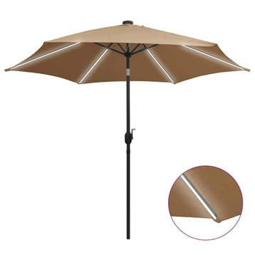 vidaXL Parasol met LED-verlichting en aluminium paal 300 cm, Tuin en Terras, Verzenden, Nieuw