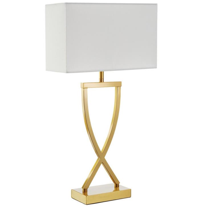 tectake Tafellamp Avina, modern design, 60W - messingkleurig, Huis en Inrichting, Lampen | Tafellampen, Verzenden
