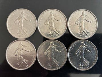 Frankrijk. 5 Francs 1960/1965 (série de 6 monnaies en