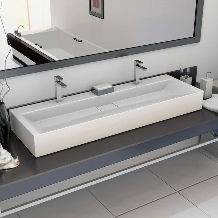 vidaXL Wastafel 120x46x11 cm mineraal gegoten/marmer gegoten, Bricolage & Construction, Sanitaire, Envoi