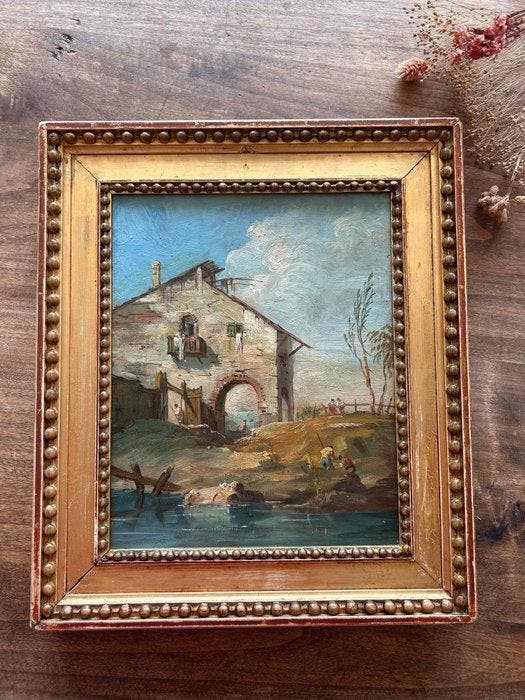 Italiaanse school (XIX) - Paysage de campagne animé - NO, Antiek en Kunst, Kunst | Schilderijen | Klassiek