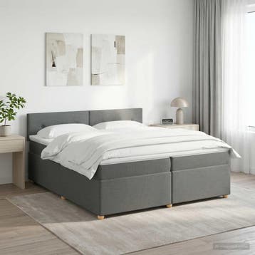 vidaXL Boxspringbed met matras Donkergrijs 200 x 200 cm Stof, Verzenden, Nieuw