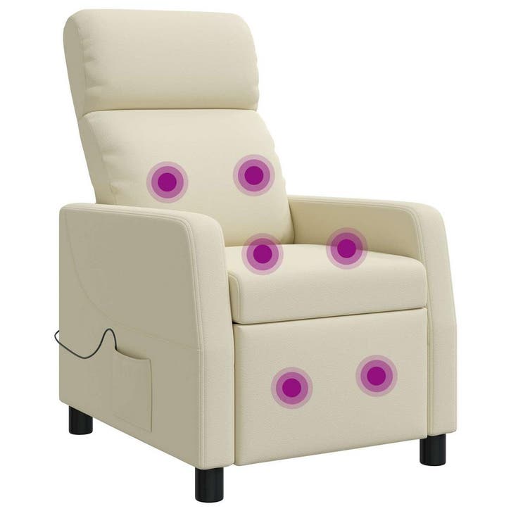 vidaXL Massage Relaxstoel Crèmekleurig Kunstleer, Maison & Meubles, Fauteuils, Envoi
