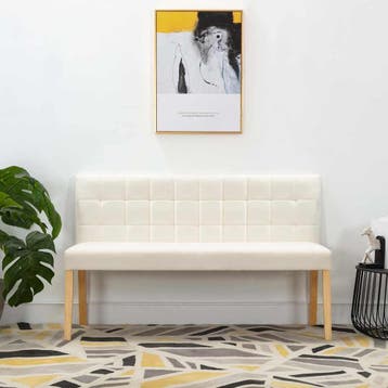 vidaXL Bankje 140 cm fluweel crèmekleurig, Verzenden