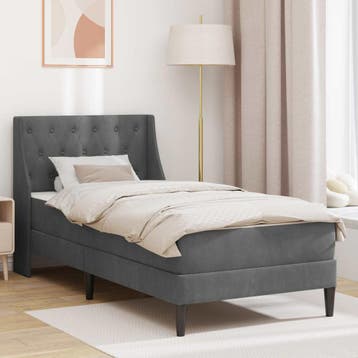 vidaXL Bedframe met matras met matras Donkergrijs 100 x 200, Verzenden, Nieuw