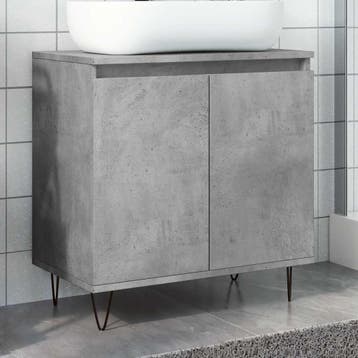 vidaXL Badkamerkast 58x33x60 cm bewerkt hout betongrijs, Verzenden, Nieuw