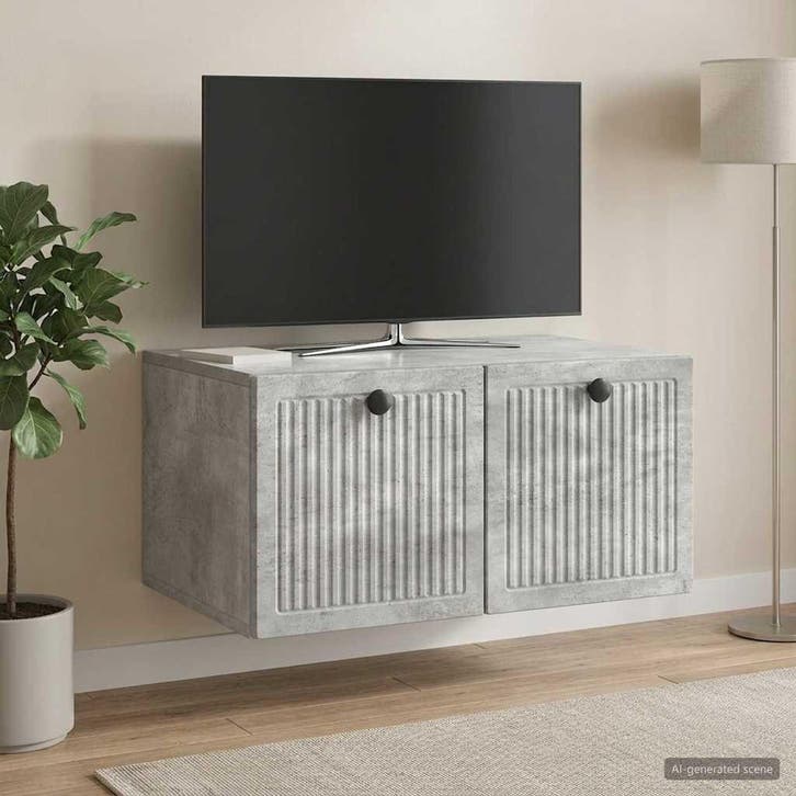 vidaXL Wandmontage TV-kast Betongrijs 59,5 x 41 x 30 cm, Maison & Meubles, Armoires | Mobilier de télévision, Envoi