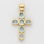Pendentif - 18 carats Or jaune Topaze - Croix, Bijoux, Sacs & Beauté