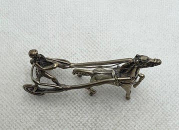 Beeldje - Carrera de trotones, plata , raro - Zilver