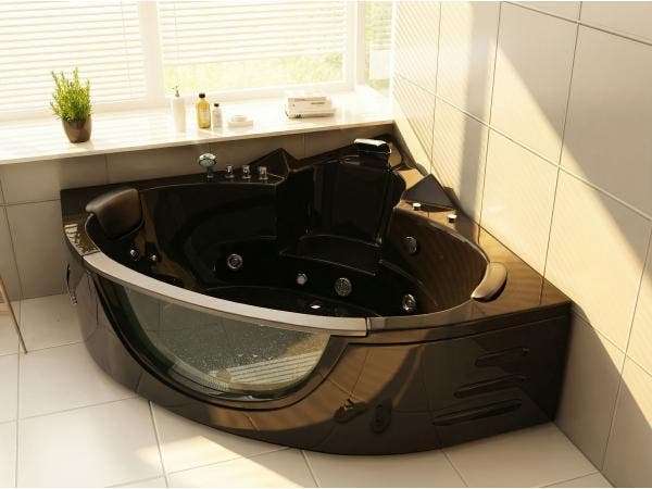 Veiling - Whirlpool Massagebad - Zwart - Hoekbad - 152x152x6, Bricolage & Construction, Sanitaire