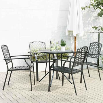 vidaXL 5-delige Tuinset stapelbaar gepoedercoat staal, Verzenden, Nieuw, Tuinset