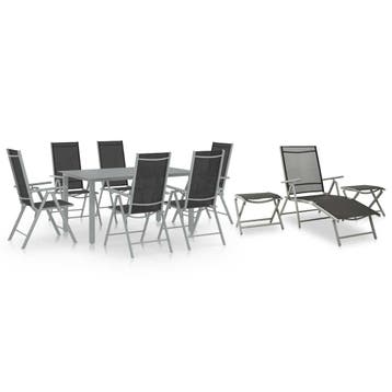 vidaXL 10-delige Tuinset zwart en zilverkleurig, Verzenden, Nieuw, Tuinset