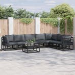 vidaXL Tuinbank Set met kussen 7 pcs Zwart Aluminium, Verzenden, Nieuw