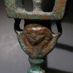 Oud-Egyptisch Brons Fijn, mooi sistrum van Bes, Hathor en