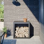 vidaXL Haardhoutrek 60x40x60 cm staal antracietkleurig, Verzenden